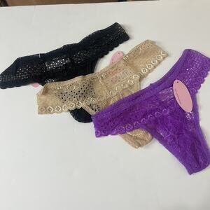 3-pack Women Underwear‎ Intimate Lingerie Soft Stretch Lace Thong Sexy Panty S/M